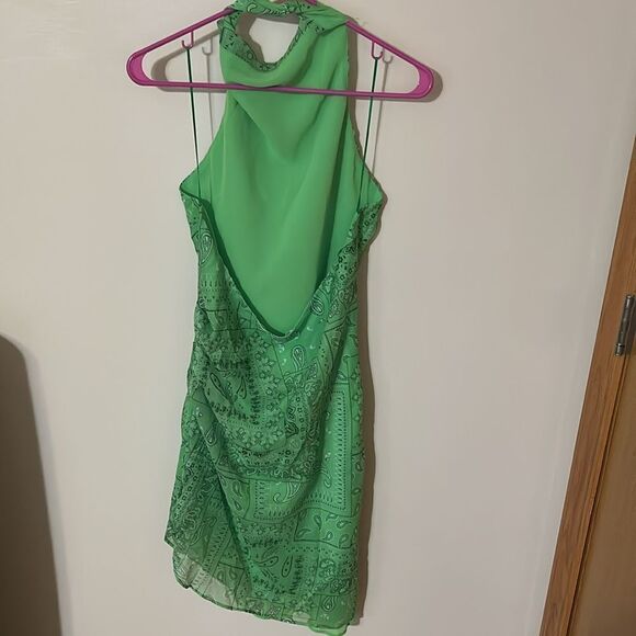 Amanda Uprichard green Samba Mini Dress LARGE NWT - Picture 3 of 6